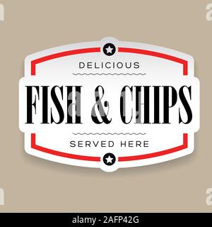 Vintage Fish and Chips sign lettering Stock Vector