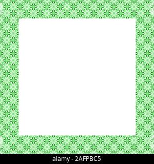 Square decorative pattern green frame background template design element for Christmas or spring Stock Photo