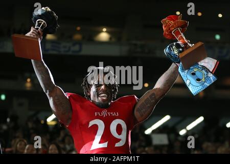 Tokyo, Japan. 16th Dec, 2019. Grant Samajie (FUJITSU) American Football : American Football Japan X Bowl match between Fujitsu Frontiers 28-26 Panasonic Impulse at Tokyo Dome in Tokyo, Japan . Credit: AFLO SPORT/Alamy Live News Stock Photo