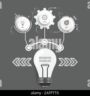 Vector infographic technology design template,integrated circles. Business concept with options. Used for workflow layout, diagram Stock Vector