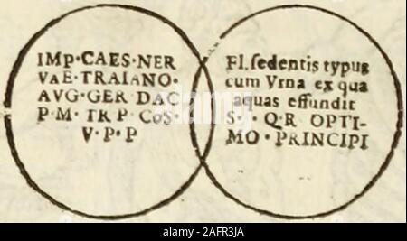 . De colvmna Traiani syntagma. Accesserunt explicatio veteris tabellae anaglyphae Homeri Iliadem, atqve ex Stesichoro, Arctino et Lesche Ilii excidivm continentis, & Emissarii Lacus Fvcini descriptio. Stock Photo