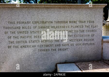 MAY 16 2019, USA - Lewis and Clark Expedition - Burial spot of William Clark of Lewis and Clark Expedition in Bellefontaine Cemetery, St. Louis, Mo Stock Photo