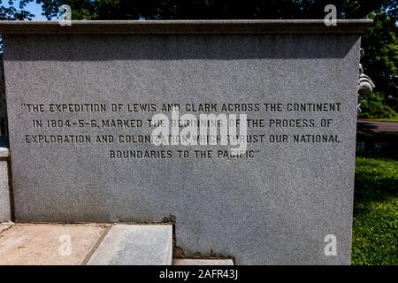 MAY 16 2019, USA - Lewis and Clark Expedition - Burial spot of William Clark of Lewis and Clark Expedition in Bellefontaine Cemetery, St. Louis, Mo Stock Photo