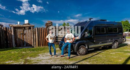 MAY 16 2019, Wood River, IL. USA -- Photographer Joe Sohm and Bill Terry at Wood River Camp Dubois Wood River Camp Dubois - 1803-1804, outside of St. Louis Stock Photo