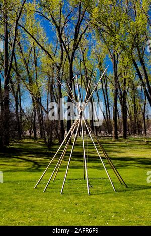 MAY 20, FORT MANDAN, NORTH DAKOTA, USA - Historic Fort Mandan, North Dakota - wintering location for Lewis and Clark 1804-1805 Stock Photo