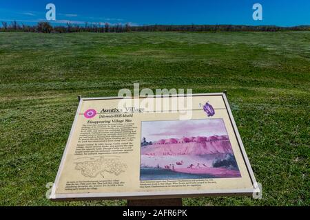 MAY 20, FORT MANDAN, NORTH DAKOTA, USA - Earth Lodge replica shown at Knife River Indian Village, the site where Sacagawea meets Lewis and Clark for their 1804-1806 expedition Stock Photo