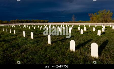 MAY 21 2019, FORT BUFORD, N DAKOTA, USA - Fort Buford Cemetery Site, 1866 near the confluence of the Missouri and Yellowstone River Stock Photo