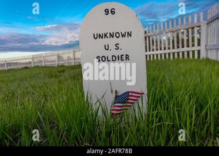 MAY 21 2019, FORT BUFORD, N DAKOTA, USA - Fort Buford Cemetery Site, 1866 near the confluence of the Missouri and Yellowstone River Stock Photo