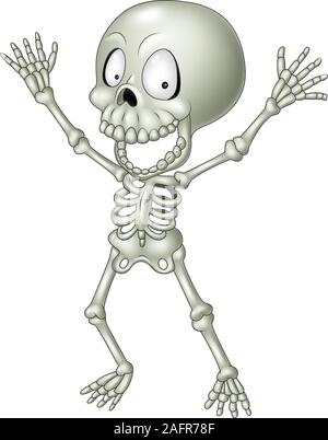 Cartoon funny skeleton isolated on white background Stock Vector