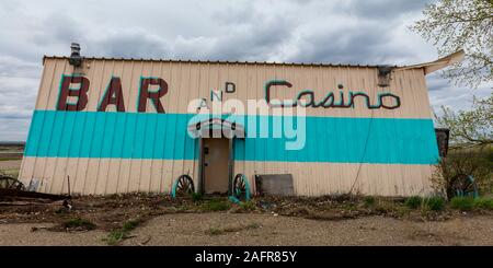 MAY 21, 2019 - Montana - USA - Deserted Bar and Casino along Route 2, Montana Stock Photo