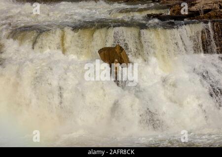 MAY 23, 2019, GREAT FALLS, MT., USA - The Great Falls of the Missouri River in Great Falls, Montana and hydroelectric plant and Ryan Dam Stock Photo