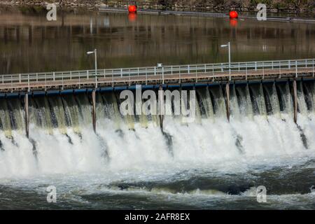 MAY 23, 2019, GREAT FALLS, MT., USA - Black Eagle Dam of the Great Falls of the Missouri River, Great Falls, Montana Stock Photo