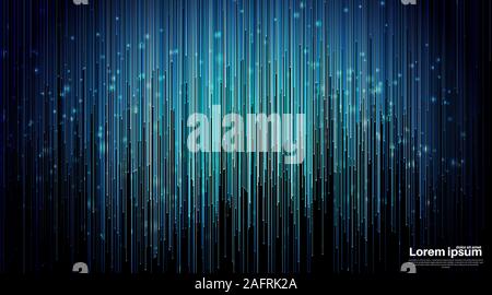 Black abstract background. blue line straight with dot .Vector Illustration For Wallpaper, Banner, Background, Card, landing page , etc Stock Vector