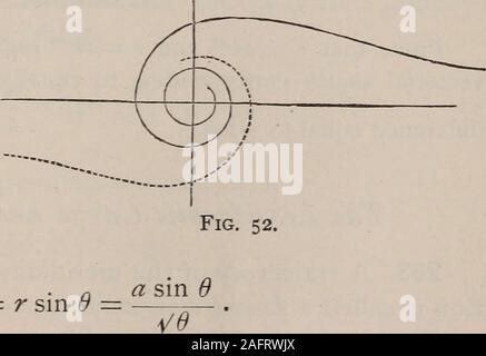 . An elementary treatise on the differential calculus founded on the method of rates or fluxions. is constant and equal to 2na. The dotted portion of the curve in Fig. 50 is obtained bygiving negative values to 6. The Hyperbolic or Reciprocal Spiral280. This curve is denned by the polar equation Fig. 50. § XXXI. i THE HYPERBOLIC SPIRAL. 303 When 0 = o, r is infinite ; hence there is a pointat infinity in the direction of the initial line. To /ascertain whether the curve has an asymptote, ^7we have Fig. 51. y — r sin 6 — a sin 6 evaluating this fraction for 6=0, we have y — a ; hence the line y Stock Photo