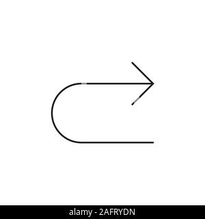 Curved arrow vector icon. Vector illustration, flat design Stock Vector