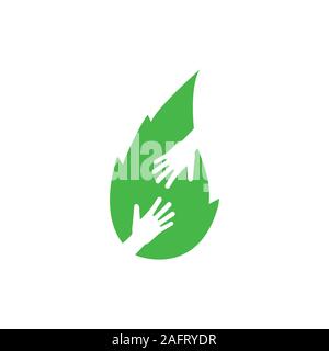 Leaf, Eco friendly hands icon. Vector illustration, flat design Stock Vector