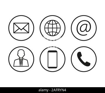 Contact Icon set. Vector illustrations. Flat design. Stock Vector