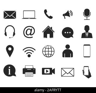 Contact Icon set. Vector illustrations. Flat design. Stock Vector