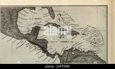 . Review of reviews and world's work. NIAGARA RIVER UNWATEKKl) ABOVE THE FALLS BY THE ONTARIO POWER COMPANYS HUGE WING-DAM. (Eminent geologists of Europe and America came to study the river-bed, temporarily dried up for the power companys construction purposes.). MAP OF THE CARIBBEAN REGIONS. (Heavy black shadings indicate active volcanic formations. Light shadings indicate regions of seismic disturbanceswithout active volcanoes. Arrows point to places where greatest disasters have occurred.) VOLCANOES AND EARTHQUAKES IN THECARIBBEAN REGIONS. BY FRANCIS C. NICHOLAS, PH.D. IN glancing over nume Stock Photo