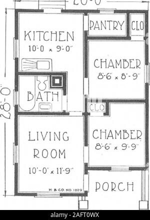 . A plan book of Harris homes. rom the porch, entry is made into the livingroom, well lighted by the attractive leaded front,window and the window at the side. From thisroom you are impressed with the splendid arrange-ment of the rooms—the living rooms on one sideand the two bedrooms on the other, with thebathroom centrally located for convenience to allrooms. Common sense features are found every-where in the construction. This home has beenhighly satisfactory to all who have built it. Letus send you the complete scale plans and fulldetails. Learn the many advantages of TheHarris Way home bui Stock Photo