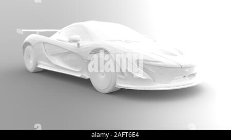 3d rendering of a sports car isolated in bright studio background