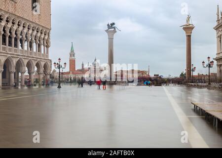 Flooding, Acqua Alta, on St. Mark´s Square, Venice Stock Photo