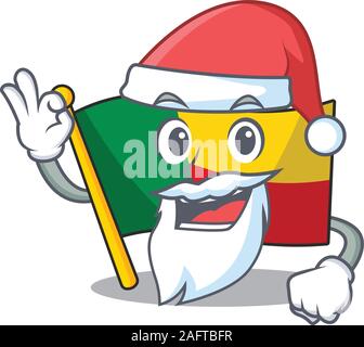 Santa flag benin Scroll cartoon character design with ok finger Stock Vector