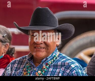 AUGUST 10, 2019 - GALLUP NEW MEXICO, USA - Portrait of Native American man at 98th Gallup Inter-tribal Indian Ceremonial, New Mexico Stock Photo