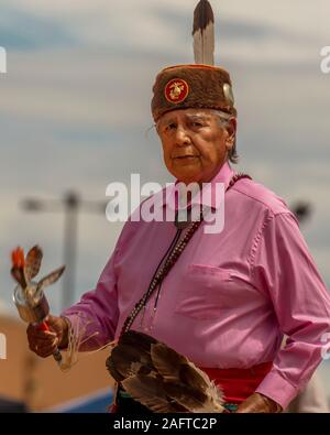 AUGUST 10, 2019 - GALLUP NEW MEXICO, USA - Portrait of Native American man at 98th Gallup Inter-tribal Indian Ceremonial, New Mexico Stock Photo
