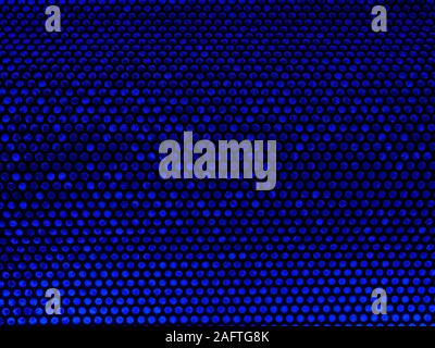 seamless pattern with blue dots on black background, created by a metal grill Stock Photo