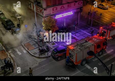 Greek fire brigade department engine at fire station. Hellenic Fire ...