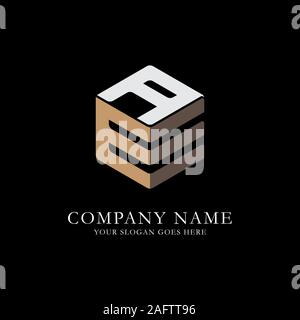 EA initial letter Logo Inspiration, E and A combination logo vector with hexagonal idea Stock Vector