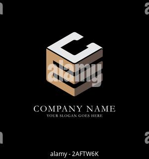 EC initial letter Logo Inspiration, E and C combination logo vector with hexagonal idea Stock Vector