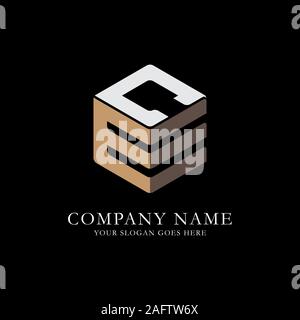 EC initial letter Logo Inspiration, E and C combination logo vector with hexagonal idea Stock Vector