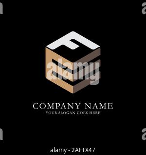 EF initial letter Logo Inspiration, E and F combination logo vector with hexagonal idea Stock Vector