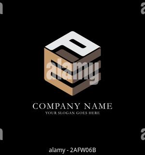 EP initial letter Logo Inspiration, E and P combination logo vector with hexagonal idea Stock Vector