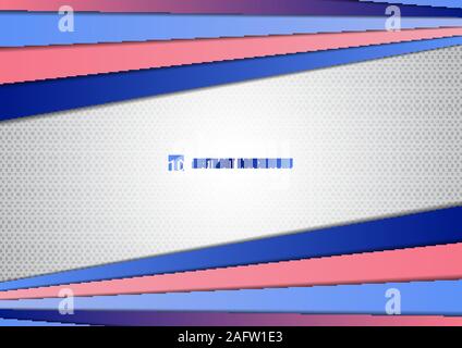 Abstract template blue and pink gradient color diagonal geometric rectangle bar overlapping on white background and black square pattern texture. You Stock Vector