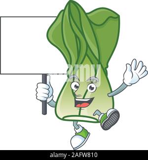 Bok choy cute cartoon character style bring board Stock Vector