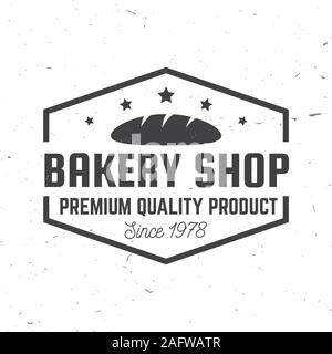 Bakery shop. Vector. Concept for badge, shirt, label, print, stamp or tee. Typography design with bread, text, fresh loaf,silhouette. Template for restaurant identity objects, packaging and menu