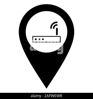 Router and location pin Stock Photo