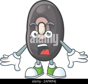 Surprised black beans gesture on cartoon mascot design Stock Vector