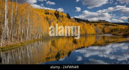 October 9, 2019, Telluride, Colorado, USA - Cushman Lake, Telluride Colorado off State Highway 145 near Mountain Village Stock Photo