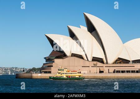 Sydney ferry passes Opera House, Australia Stock Photo