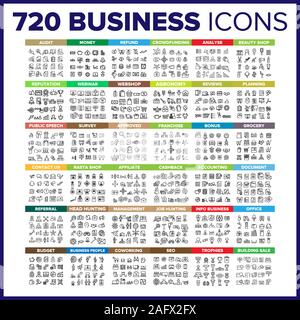 Business Icon Thin Line Big Set Vector Stock Vector
