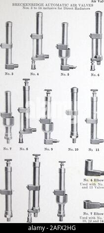 . Boiler and radiator : Catalogue No. 1146.. BRECKEXRIDGE AUTOMATIC AIR VALV. No. 7 ElbowEsed with No. 7,10. 12 and 14 No. 12 No. 13 No. 14 .ndtoeK™ Connect * * iDCU9iVe » BrM Nicke-p1^Nos. 4. 6. 8 and 13 have A in. drips. Stock Photo