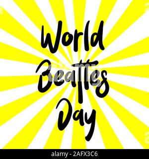 The Beatles' Birthday Party, John Lennon, Paul McCartney, George Garrison, Stuart Sutcliff, Pet Best, Poster for the Beatles Day. Guitar. Rock music. Stock Vector