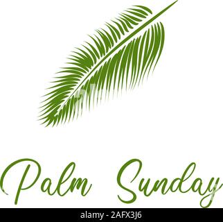 Palm Sunday. The week before Easter. banner or card. palm leaf. Stock Vector