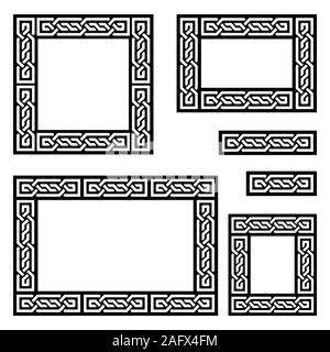 Celtic vector frame or border pattern collection square and ractangle shapes - Irish knots, braided design perfect for greeting card, wedding invitati Stock Vector