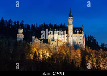 Panoramic view of Neuschwanstein Castle, Bavaria Germany Stock Photo
