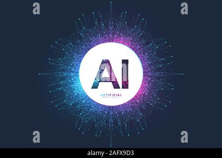 Artificial Intelligence Logo. Artificial Intelligence and Machine Learning Concept. Vector symbol AI. Neural networks and another modern technologies Stock Vector